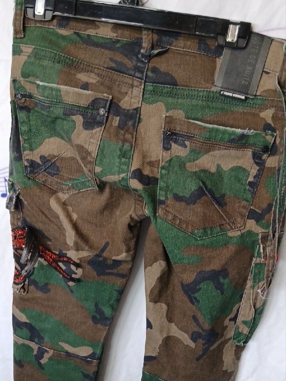 Embellished Camo Cargo Trousers - Green - Picture 8 of 9